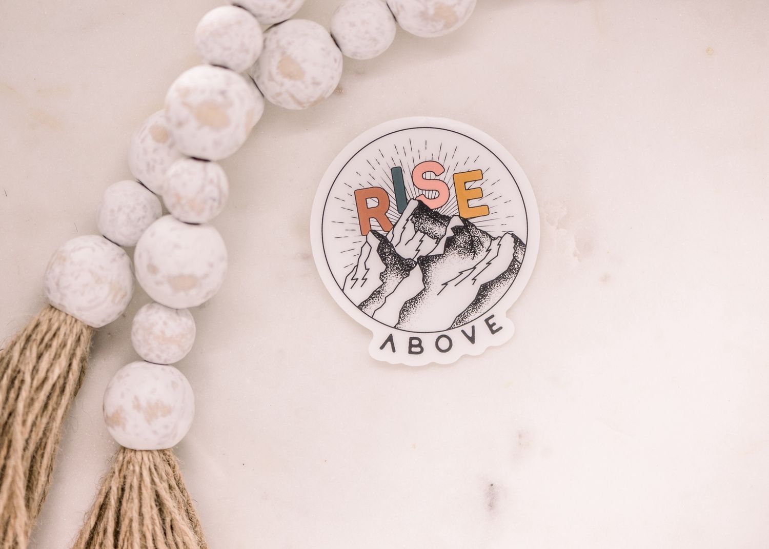 Rise Above Mountain Clear, Vinyl Sticker, 3x3in