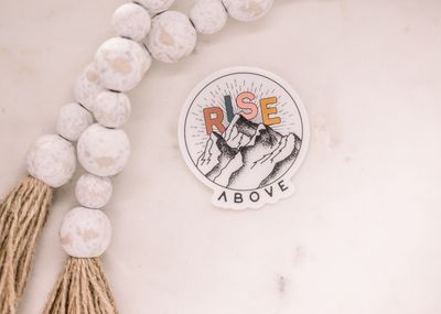 Rise Above Mountain Clear, Vinyl Sticker, 3x3in