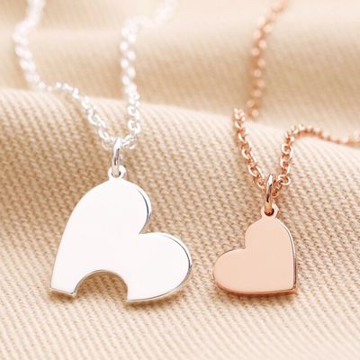 Mother Child Set of 2 Heart Puzzle Necklaces