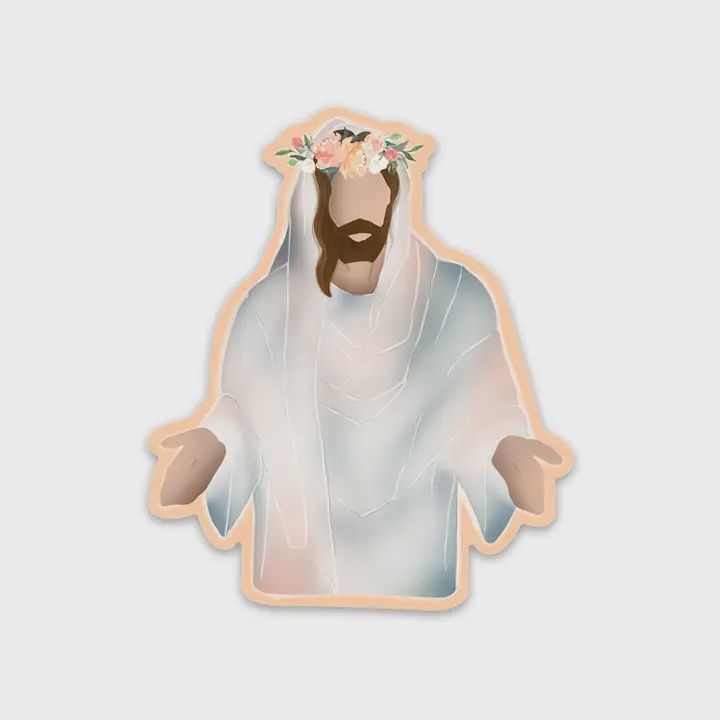 He Is Risen Sticker, Floral Jesus Christ Sticker