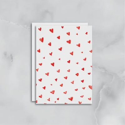 Watercolour Hearts Notecard Set, Painted Hearts Blank Card