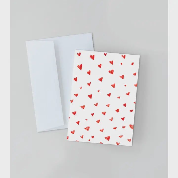 Watercolour Hearts Notecard Set, Painted Hearts Blank Card