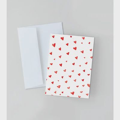 Watercolour Hearts Notecard Set, Painted Hearts Blank Card