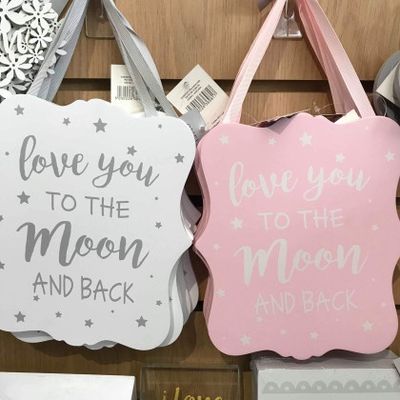 Wood Plaque 20cm - Love You to the Moon