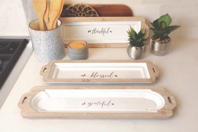 Table Tray White Wood