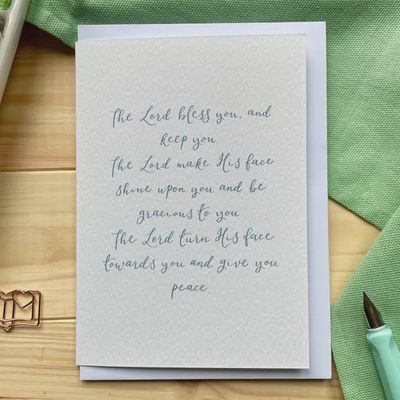 Aaronic Blessing Calligraphy Card, Christian Scripture Faith