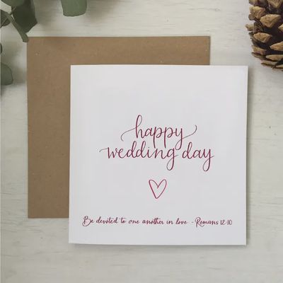 Christian Happy Wedding Card, with Scripture