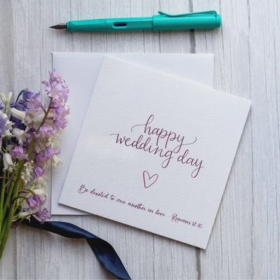 Christian Happy Wedding Card, with Scripture