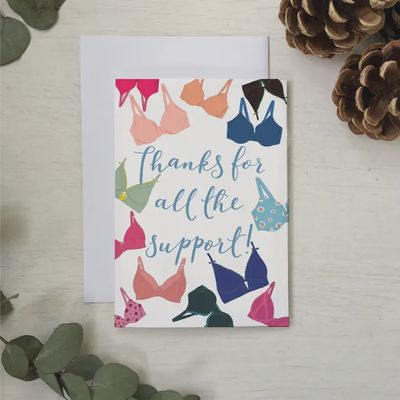 Thanks For All the Support Bra Thank You Card - Cheeky Funny