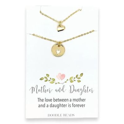 Mother Daughter Necklace Set, Tiny Hearts