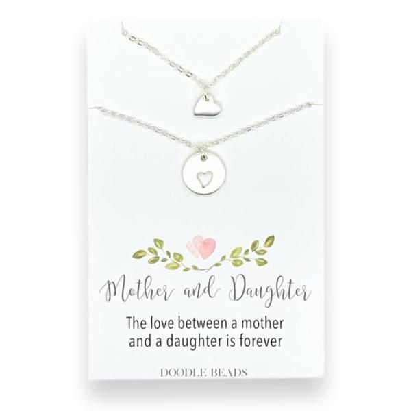 Mother Daughter Necklace Set, Tiny Hearts