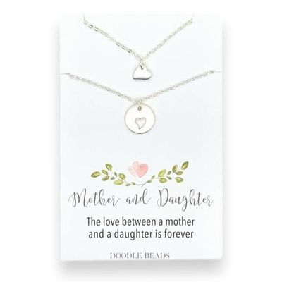 Mother Daughter Necklace Set, Tiny Hearts
