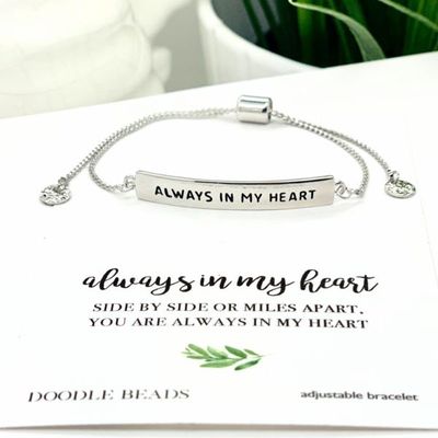 Always in my Heart Stamped Bar Bracelet - Silver