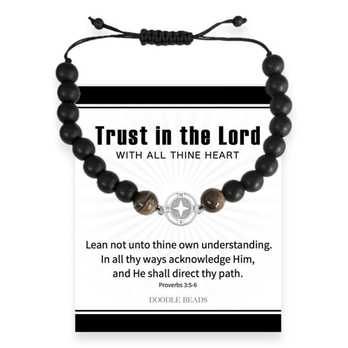 Trust in the Lord Compass Beaded Bracelet