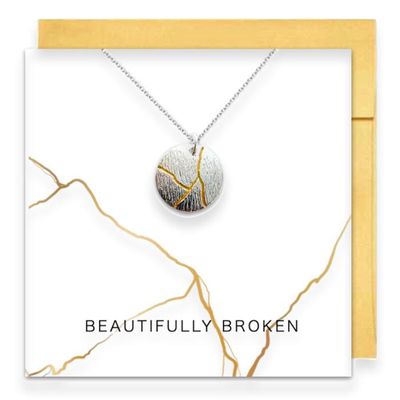 Beautifully Broken Kintsugi Necklace &amp; Card.