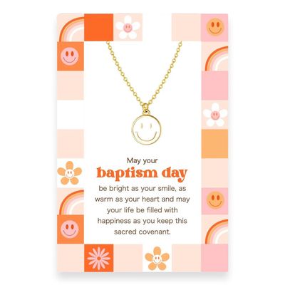 Baptism Smiley Face Necklace