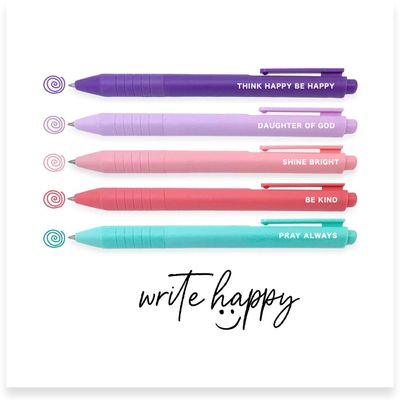 Write Happy 5 Piece Gel Pen Set, Think Happy Be Happy