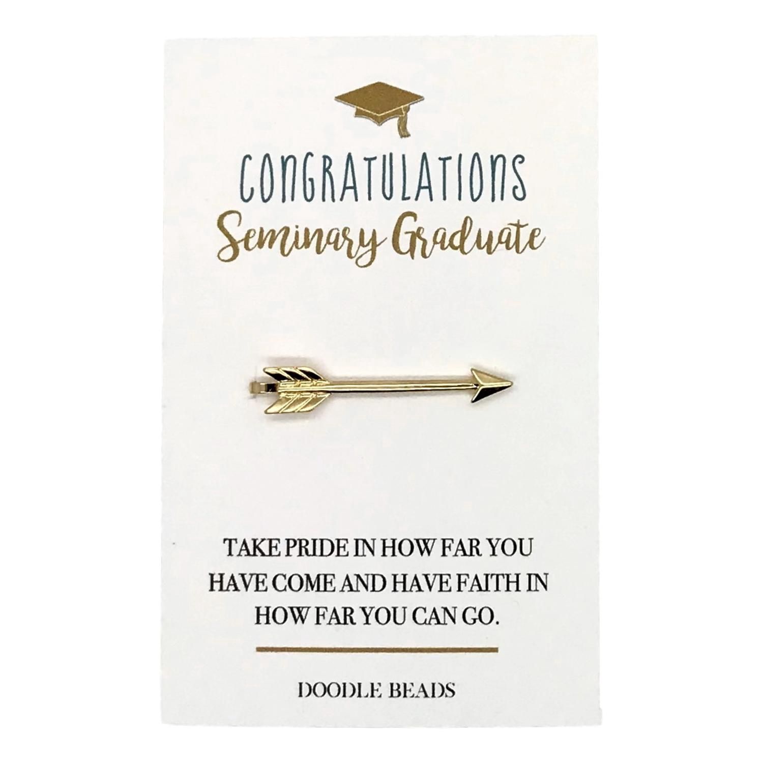 Arrow Tie Bar, Congratulations Seminary Graduate, Metal: Gold