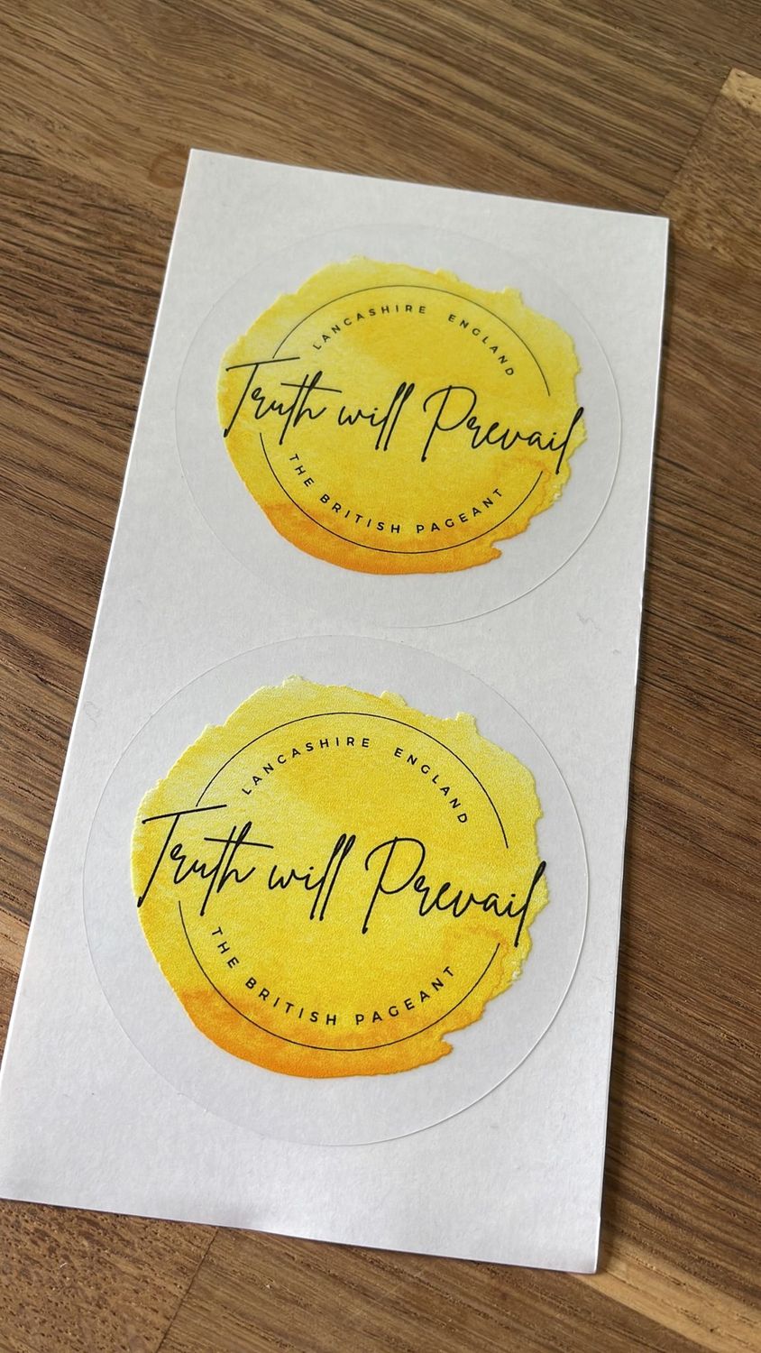 The British Pageant - Truth Will Prevail Yellow Vinyl Sticker (Pack of 2)