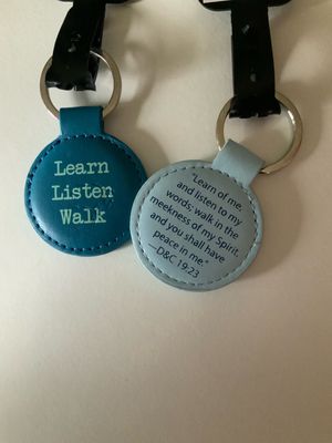 Learn, Listen, Walk Keyring