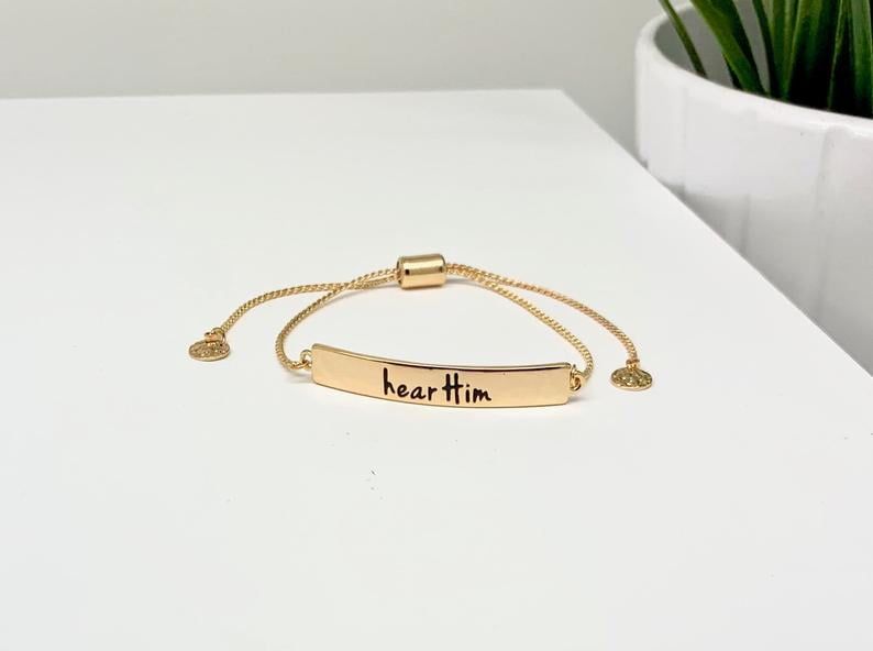 Hear Him Bar Bracelet, Colour: Gold