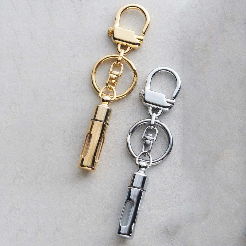 Oil Vial Key Chain Chrome With Window