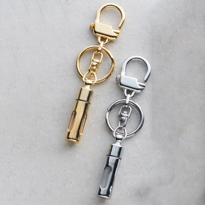 Oil Vial Key Chain Chrome With Window
