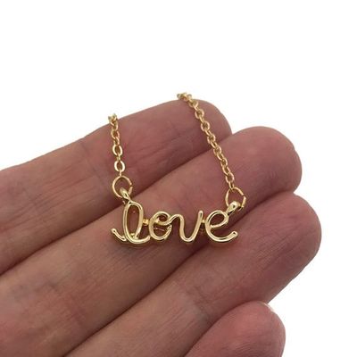 Love Script Gold Necklace