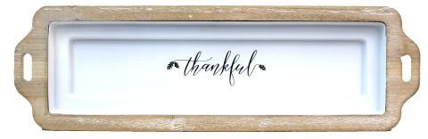 Table Tray White Wood, Style: Thankful