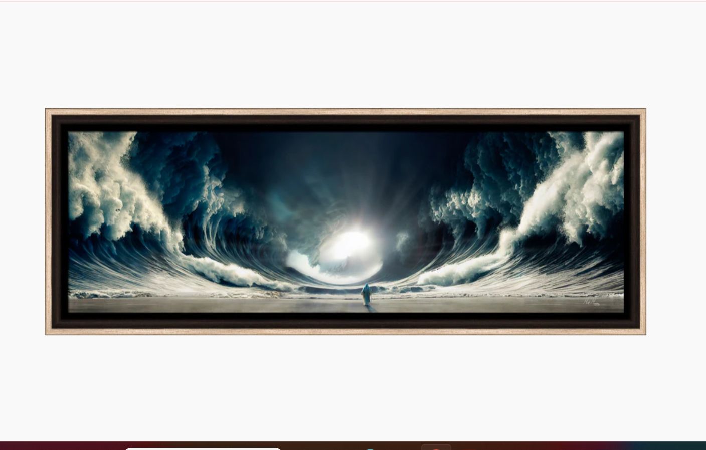 The Water&#39;s Were Divided 17x46 Framed Giclee Canvas Dark Brown Frame