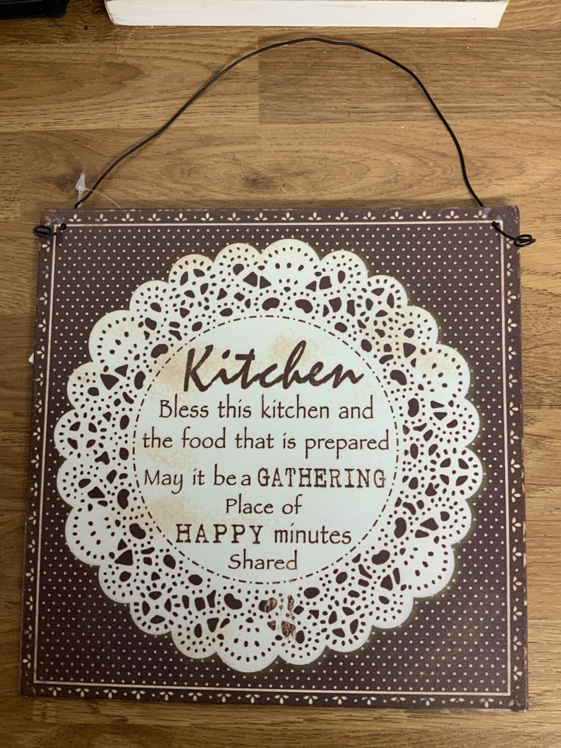 Hanging metal Bless this Kitchen Sign