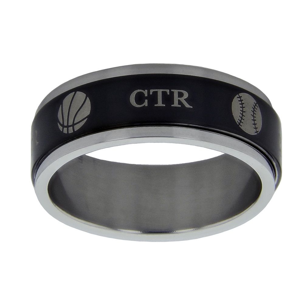 #1357 CTR Sports Spinner Black Ring, Ring Size: 7.5