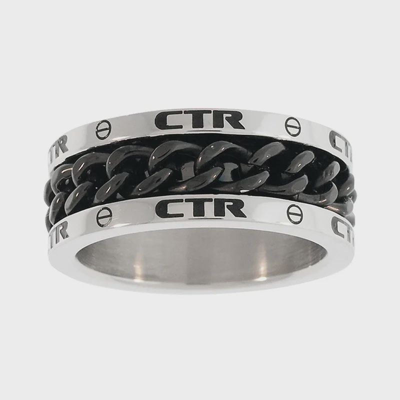 #J137  Unisex CTR Ring - Stainless Steel, Ring Size: 8