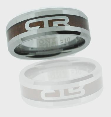 #J185 Unisex CTR Ring Titanium Ion Wood &amp; Steel