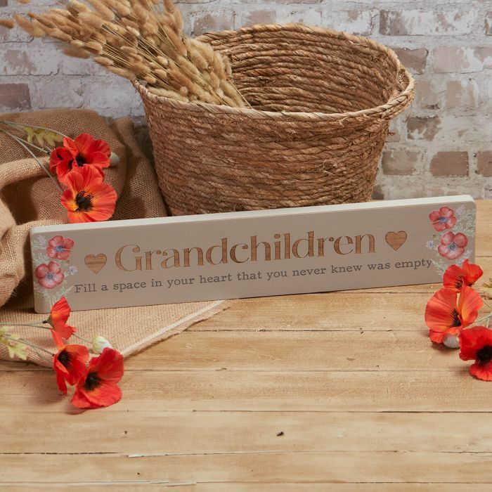Grandchildren Long Wooden Plaque