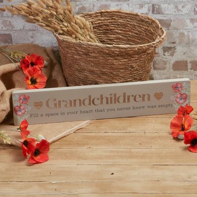 Grandchildren Long Wooden Plaque