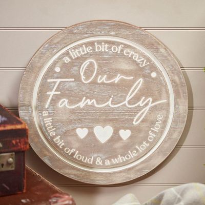 Our Family Round Wooden Plaque