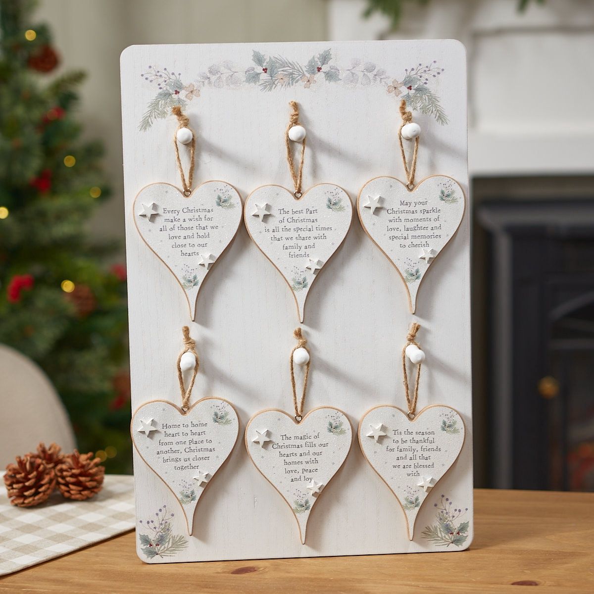 Wooden Christmas Hanging Heart, Design: 6
