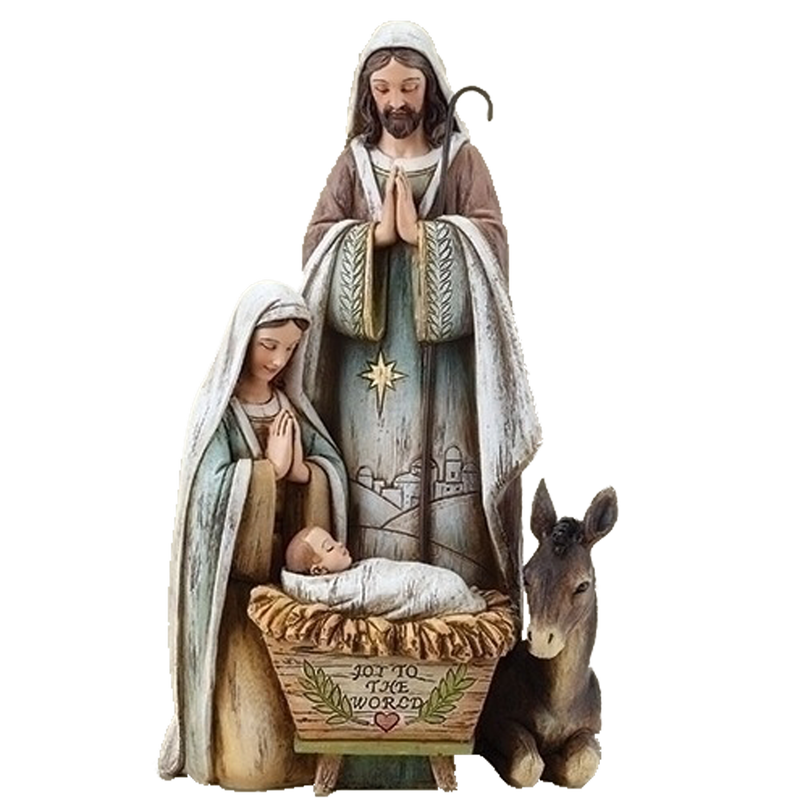 &quot;Joy to the World&quot; Holy Family Resin Nativity Figurine