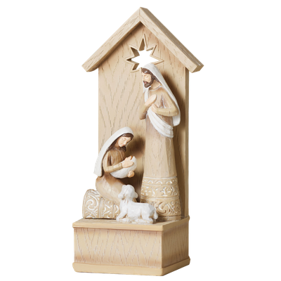 Sleep in Heavenly Peace Music Box Nativity 8&quot; tall