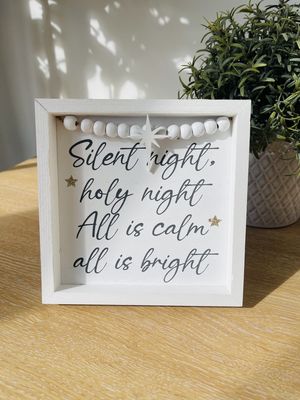 Nativity Beaded Plaque White Silent Night