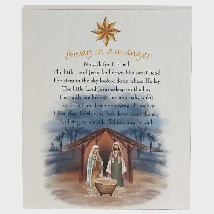 Tabletop Plaque Away in A Manger