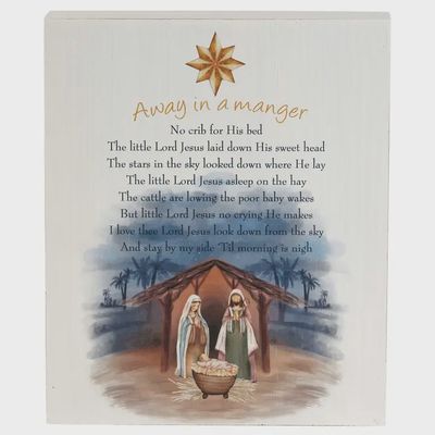 Tabletop Plaque Away in A Manger
