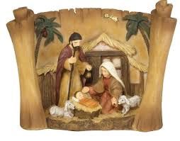 Holy Family in Creche on a Scroll