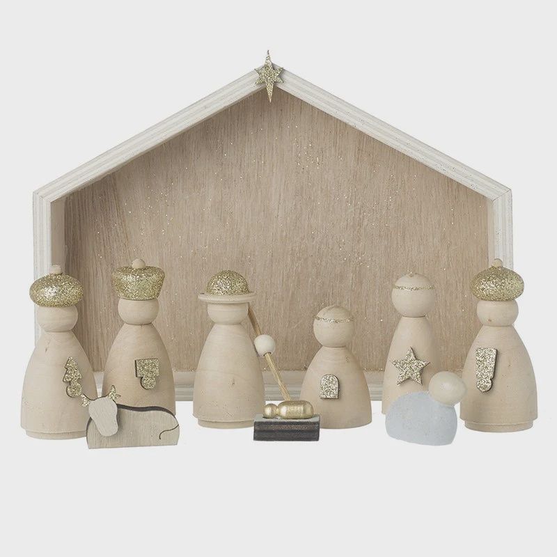 Wooden Nativity set