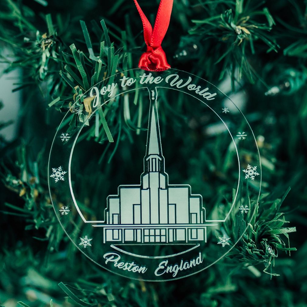 Preston Temple Acrylic Ornament - Joy to the world