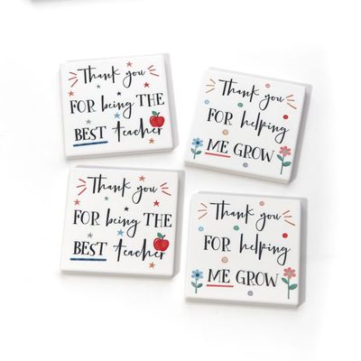 TEACHER COASTERS WHITE CERAMIC