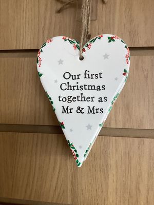 Ceramic Mr &amp; Mrs Hanging Heart