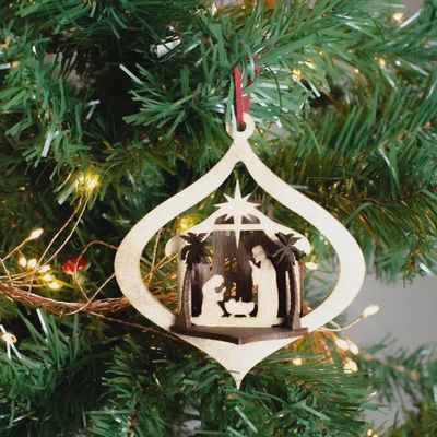 Stable Nativity Scene Christmas Ornament