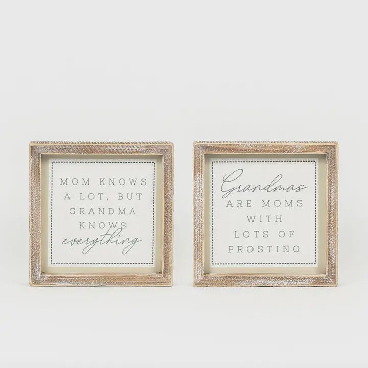 Grandma&#39;s Know Everything Reversible Wooden Sign